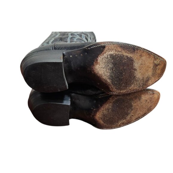 VINTAGE JUSTIN BLACK LEATHER COWBOY BOOTS SIZE 7.5 D WESTERN STYLE 9073 USA - Picture 11 of 15